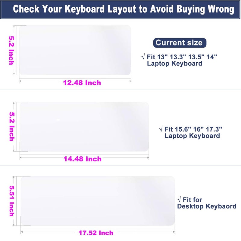 MUBUY-GOL 13.3" 13.5" 14" Universal Laptop Keyboard Cover Skin (12.48" x 5.2") for 13.3"-14" Laptop Notebook (Without Numeric Keypad Keyboard), Ultra Thin Silicone Waterproof Keyboard Cover Protector - Image 2